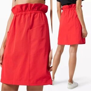 Lululemon Trip Taker Athletic Skirt Size 4 Carnation Red High-Rise Elastic Waist